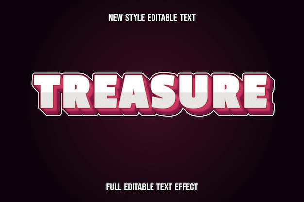 Editable text effect treasure color white and red gradient