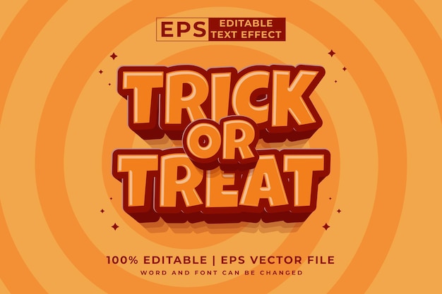 Editable text effect Trick Or Treat 3d cartoon template style premium vector