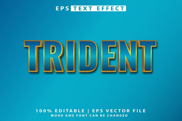 Vector editable text effect trident 3d font style