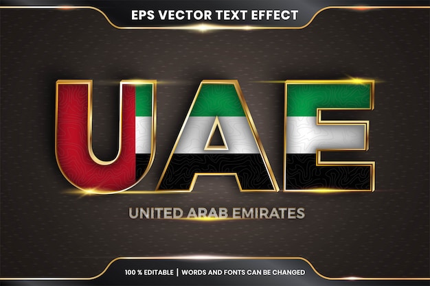 Editable text effect - UAE with its national country flag