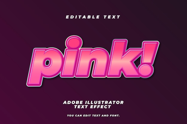 Editable Text Effect Vector Pink