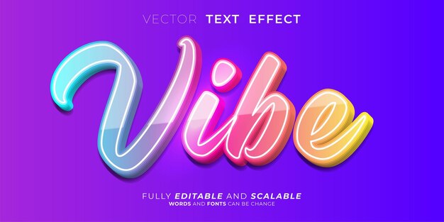 Editable text effect Vibe three dimension text style