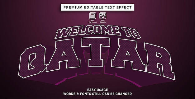 Editable text effect welcome to qatar