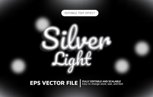 Vector editable text effect with silver light style