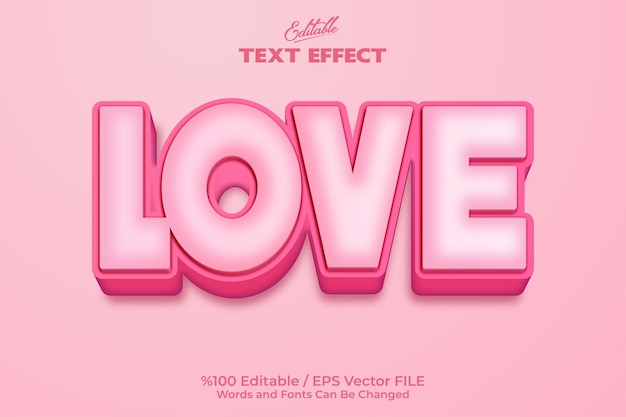 Editable text effect with soft image written on pink background Love text effect