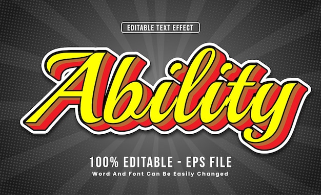 Editable Text Effects Ability Words and fonts can be changed