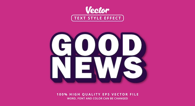 Editable text effects Good News text in modern color style and metallic style and bold