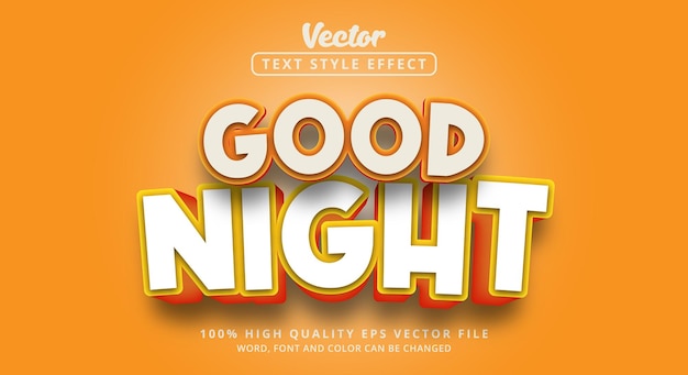 Editable text effects Goodnight text in orange color style with glitter style