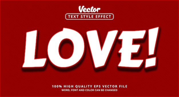 Editable text effects Love text in layered style and red and white style and comic style fonts