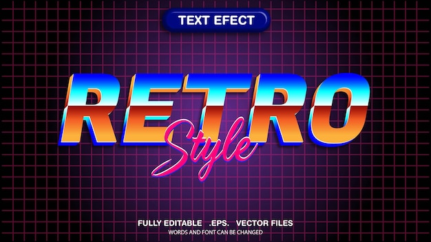 Editable text effects retro style theme