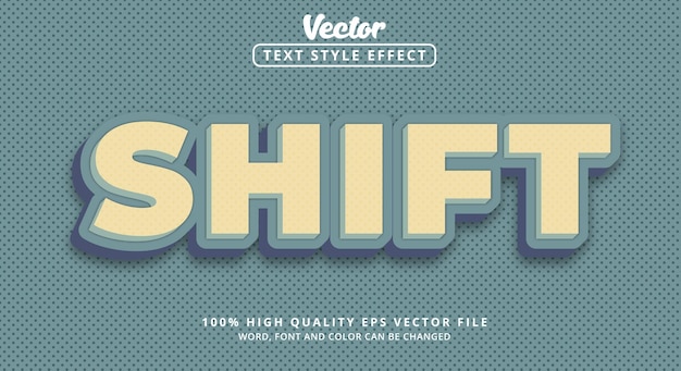 Editable text effects Text Shift on layered bright blue style and glossy style