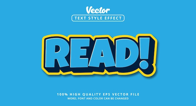 Editable text effectText Read in blue and yellow and modern style