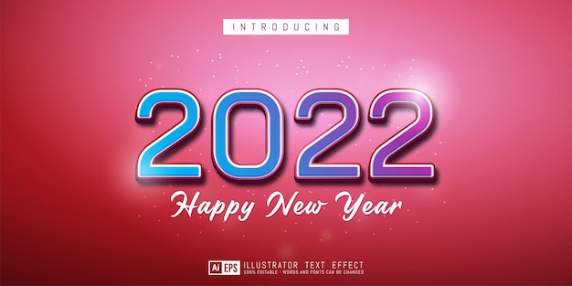 Editable text Number 2022 colorful style effect on red background