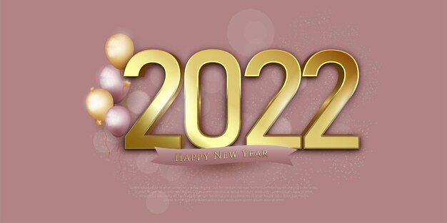 Editable text number happy new year 2022 illustration template luxury design with balloons decoration