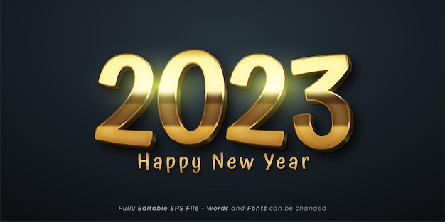 Editable text number happy new year 2023 gold style effect suitable for celebration banner