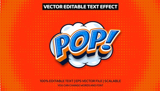 editable text pop 3d cartoon style effect