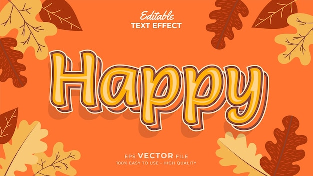 Editable text style effect autumn text with maple leaves illustration