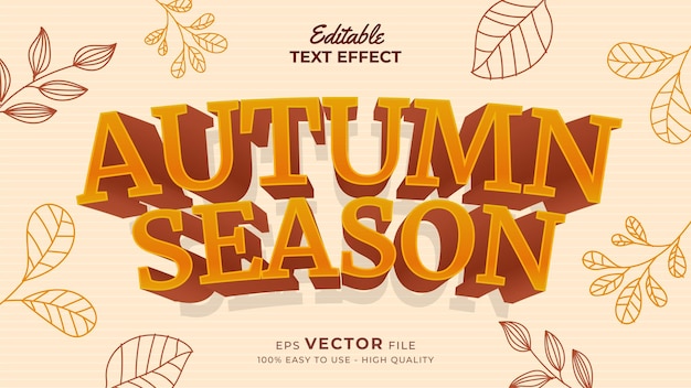 Editable text style effect autumn text with maple leaves illustration