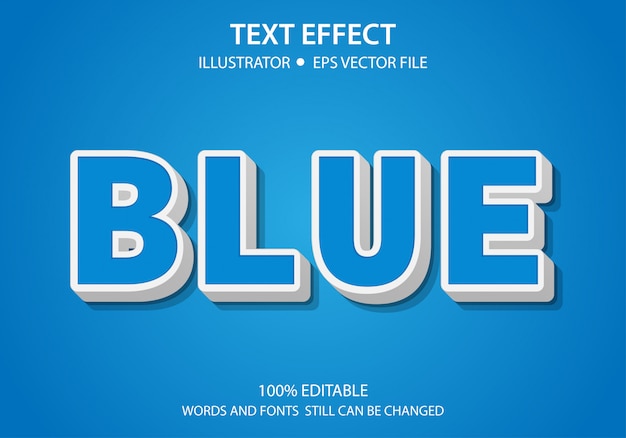 Editable Text Style Effect Blue