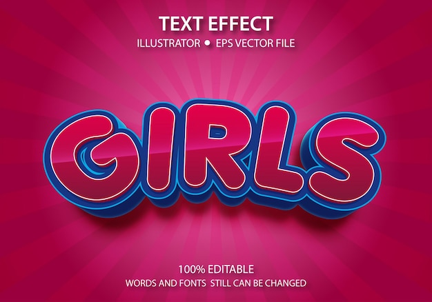 Editable Text Style Effect Cute Girls