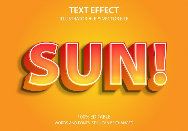 Editable Text Style Effect Modern Sun