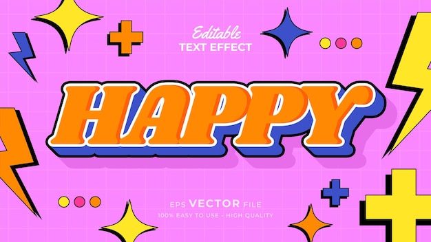 Editable text style effect retro old school cartoon text in groovy style theme