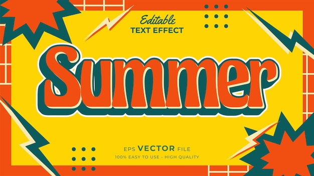 Editable text style effect retro old school cartoon text in groovy style theme