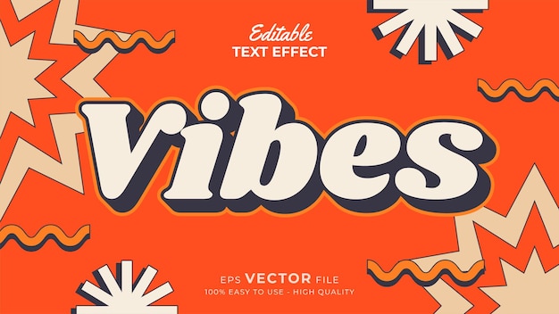 Editable text style effect retro old school cartoon text in groovy style theme