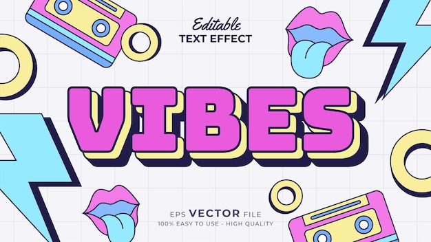 Editable text style effect retro old school cartoon text in groovy style theme