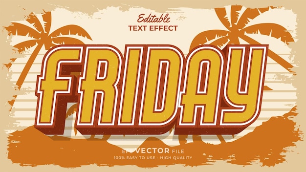 Editable text style effect retro summer text in grunge style theme