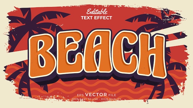 Editable text style effect retro summer text in grunge style theme