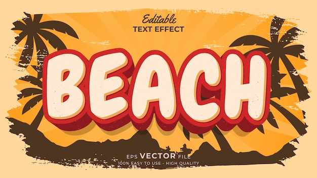 Editable text style effect retro summer text in grunge style theme