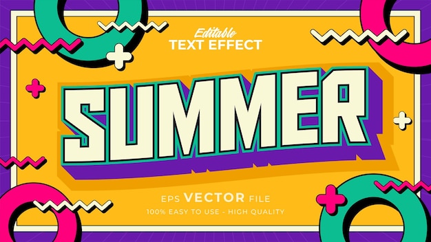 Editable text style effect summer retro old school cartoon text in groovy style theme