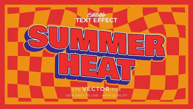 Editable text style effect summer retro old school cartoon text in groovy style theme