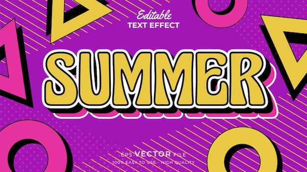 Editable text style effect summer retro old school cartoon text in groovy style theme