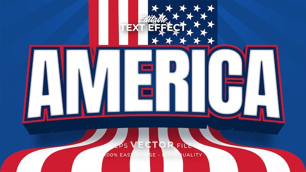 Editable text style effect  United States of America text with flag style theme