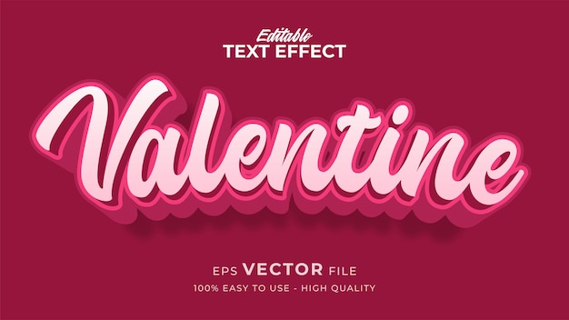 Editable text style effect  valentine text in modern style