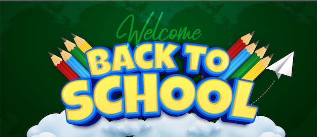 Editable text welcome back to school 3d text style concept