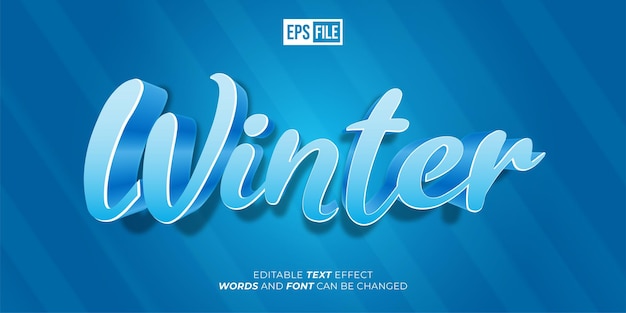 Editable text winter 3d style text effect