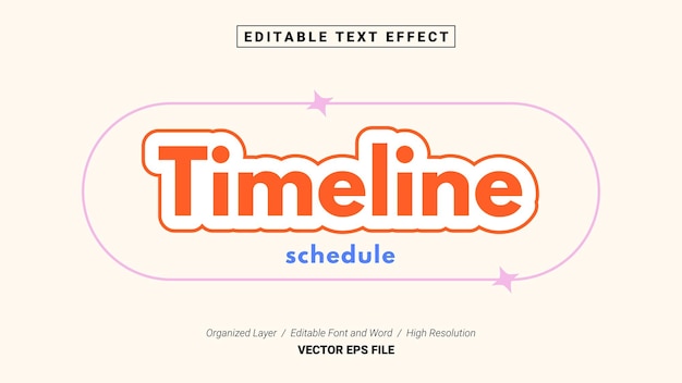 Editable Timeline Font Typography Template Text Effect Style Lettering Vector Illustration Logo