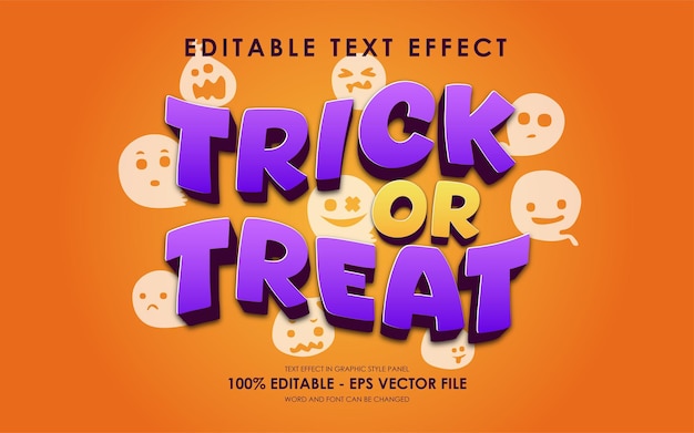 Vector editable trick or treat halloween text effect