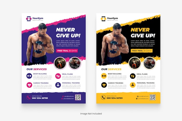 Editable Vector Gym Fitness Flyer and Poster Template