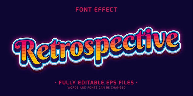 editable vector retro neon style font effect isolated in a dark blue background