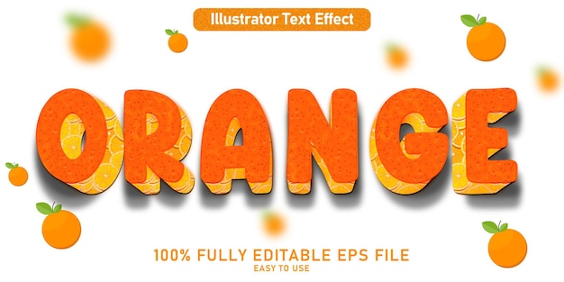 Editable vector text effect in orange fruit style