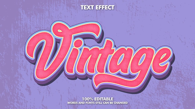 Editable vintage retro text effect with grunge texture