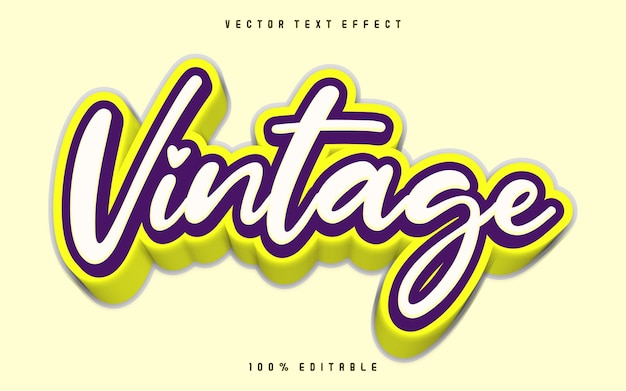 Vector editable vintage text effecf with background