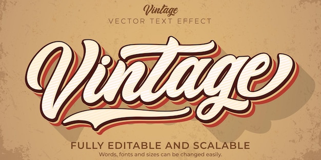 Editable vintage text effect, retro 70s and 80s text style