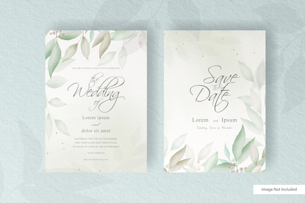 Editable Wedding invitation card set template with hand drawn floral arrangement