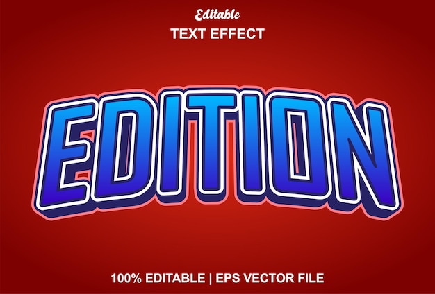 Edition text effect with blue color editable