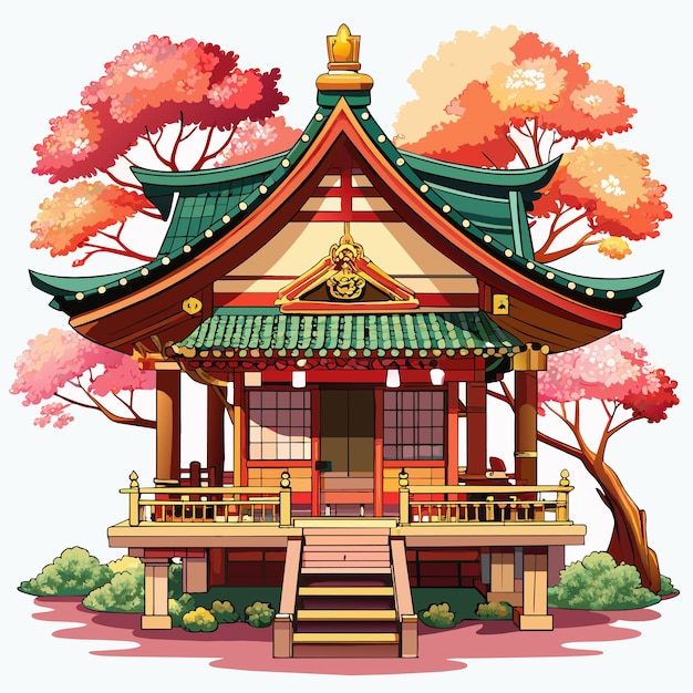 Vector edo period japanese hut high detail white background